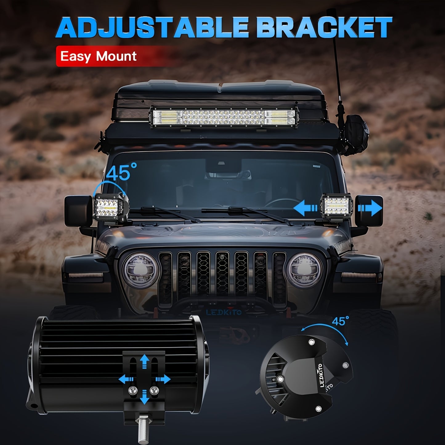 20inch LED Light Bar+ 4inch Led Work Light Kit With Switch On/ Off Wiring Harness Kit Relay Fuse, Led Off Road Light DC12-24V, For Trucks ATV UTV Boat Crane Excavator Forklift Courtyard Road( White), Without Battery