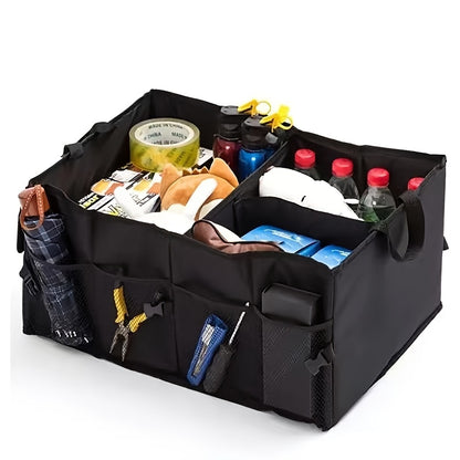 Large Capacity Car Trunk Organizer – Heavy-Duty Foldable Cargo Storage Box with Multi-Compartments, Non-Slip Base | Car, Truck, SUV
