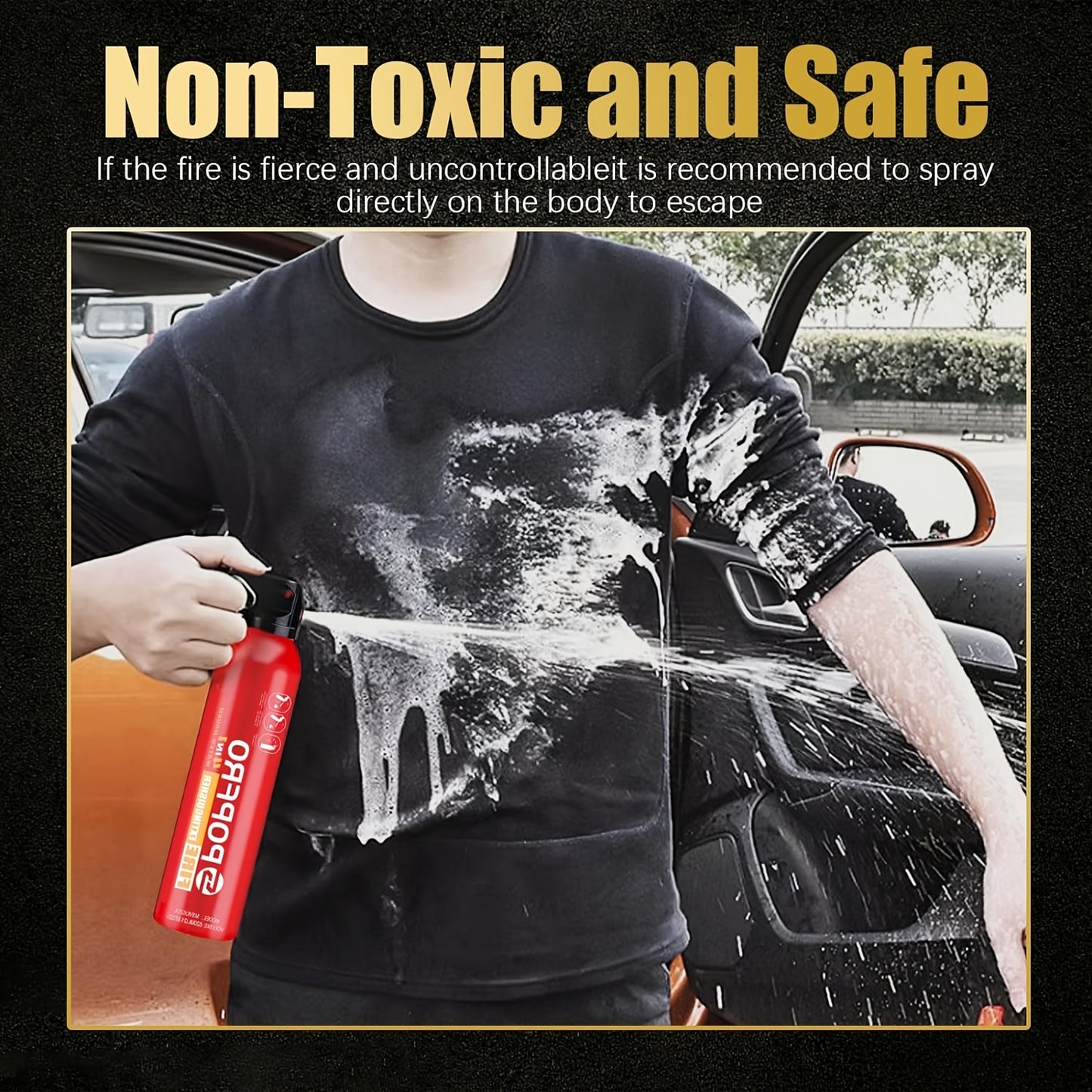 Portable Fire Extinguisher | Home, Garage, Kitchen, Car Four-in-One Small Fire Extinguisher | for Electrical, Textile Non-toxic, Easy to Clean | Wall-mounted