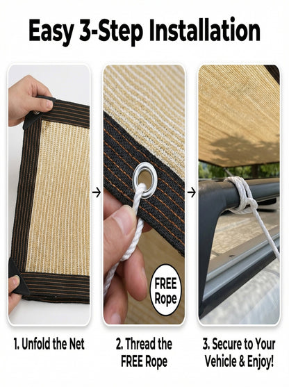 RV Camper Shade Cloth-Breathable Uv-Resistant Sun Shade Tarp, Brass Grommets, Includes Tie-Down Ropes for Versatile Outdoor Use