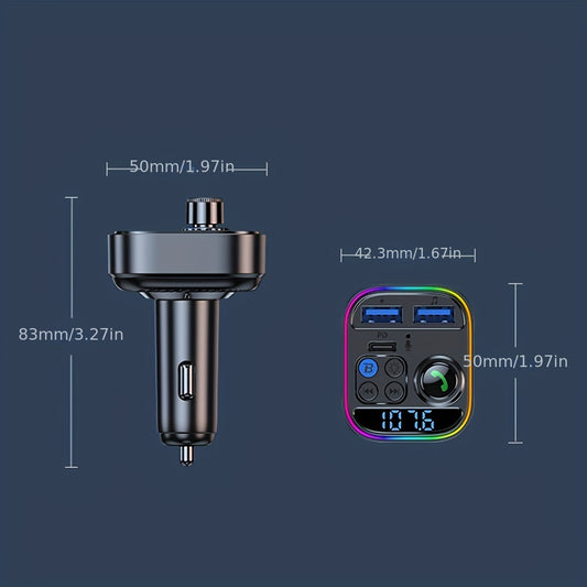 Wireless FM Transmitter for Car Wireless 5.3 Adapter Car Type C PD30W QC3.0 Supports Handsfree System for Car Supports TF Card And USB Sticker, Without Battery