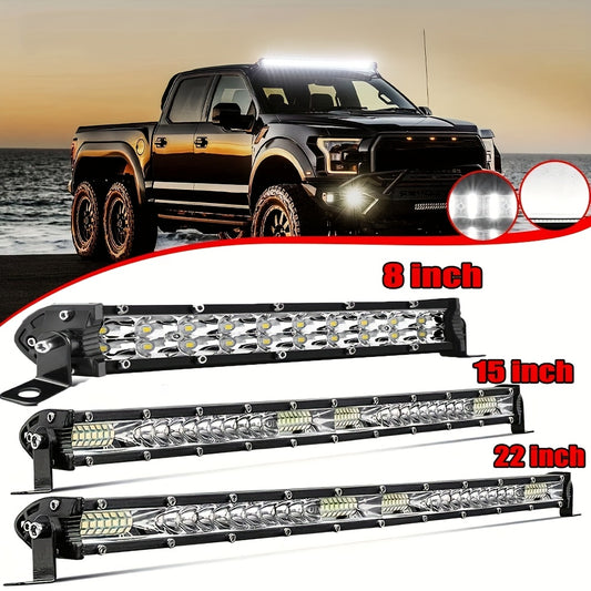 8/15/22 Inch Ultra-thin LED Double Row Strip Light, Ultra Bright LED Strip Light Used For Car, Truck, for Jeep, Off-road, ATV Boat Lighting, Battery Free, Without Battery