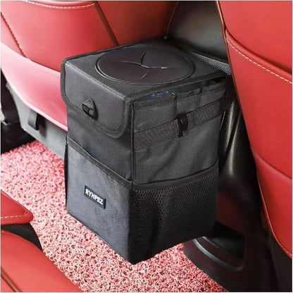 Ryhpez Car Trash Can with See Through Window, Clear Black Car Trash Bin Removable Liner, Leakproof Car Garbage Can Organizer Storage Bag for Vehicles, SUV, Truck(2.1Gallon/8L)