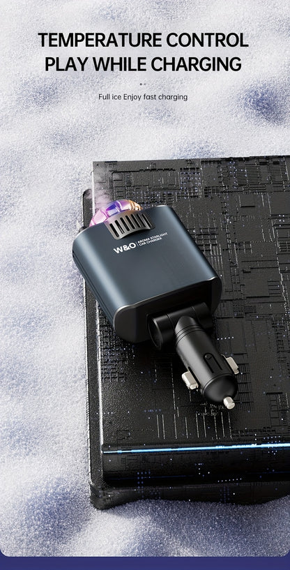 Three-In-One Multifunctional Car Charger, Perfume Machine, Starry Sky Ceiling Light, Dual 80cm/32inch Type-C+Lightning Retractable Cable, Air Freshener, Adapter For IPhone 16/15/Plus/Pro Max, For S25/24, Great Christmas Birthday Gift.