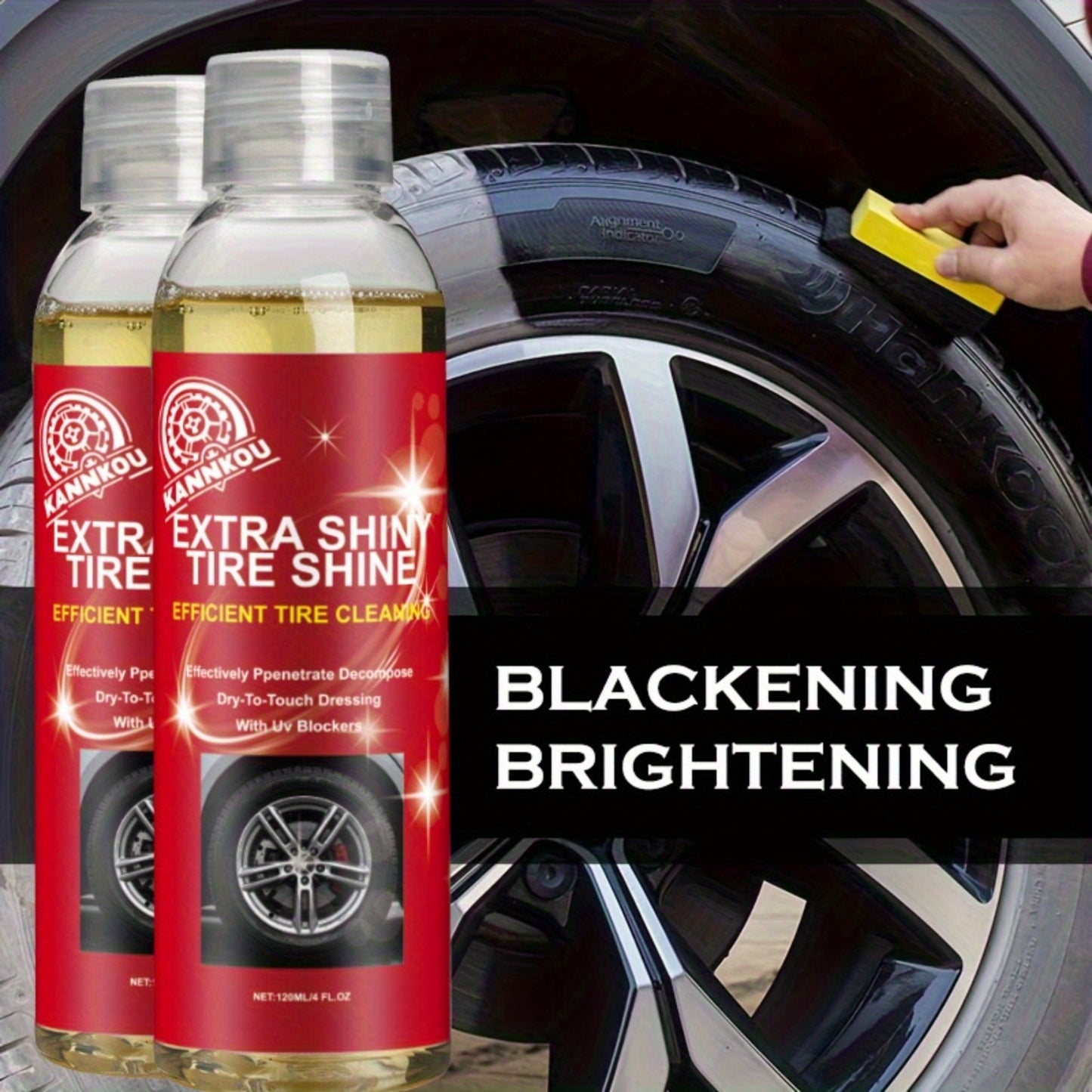 Tire Shine Spray & Dressing - High Gloss Black Tire Polish with UV Protection, Long-Lasting Coating for Cars, Quick-Acting Shine Restoration & Protection, Chemical-Free Formula, Fit for All Vehicles, Car Tire Shine, Vehicle Appearance Enhancement