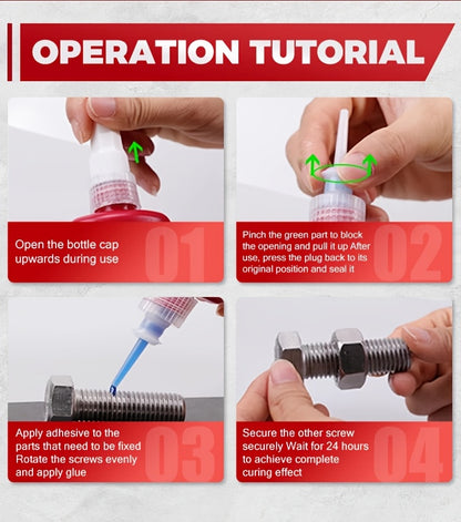 2/4pcs Thread Locking Adhesive Anaerobic Screw Locking Agent, Blue And Red Threadlocker with Anti-Loosening Anti-Vibration Anti-Rust Properties, Oil Resistant High Temperature Resistant, Secure Bond for Metal Plastic Stainless Steel Threads