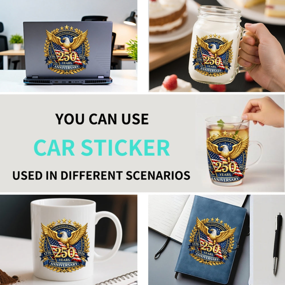 Car Stickers And Decals, Car Window Decals Vinyl, United States 250 Years Anniversary Eagle Flag Design, Automotive Decals, Funny Bumper Stickers(1/4pcs)