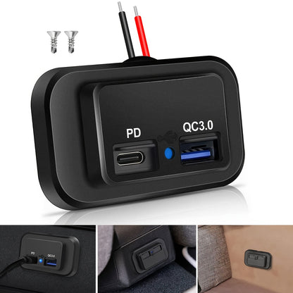 CLELO 1/2 Set 12V/24V RV USB Socket Dual Fast Charging PD3.0 Type-C (USB C) And QC3.0 USB-A Car Charging Adapter, Without Battery RV Plugs, Inlets & Receptacles