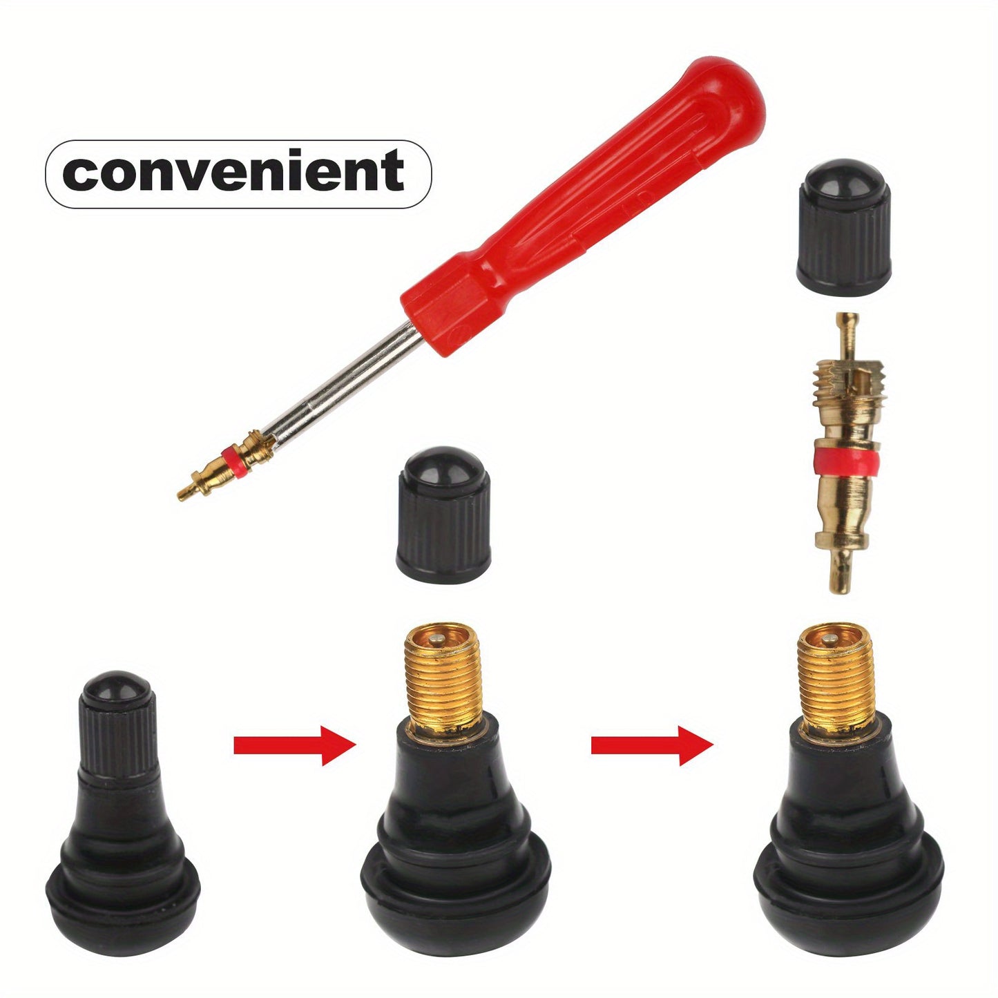 54pcs Tire Valve Stem Removal Tool Kit, Valve Stem Puller Installer Tool, Tire Valve Core Remover Installer Tool, Tire Repair Tool