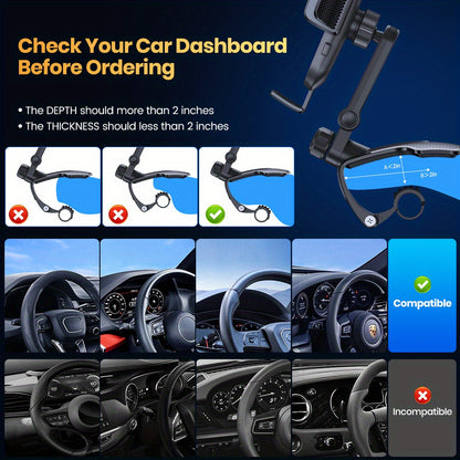 Phone Mount for Car Dashboard, 360 Degree Adjustable Cell Car Phone Holder with Anti-slip Silicone Clip [Multi-Angles&Stable] for All Smartphone