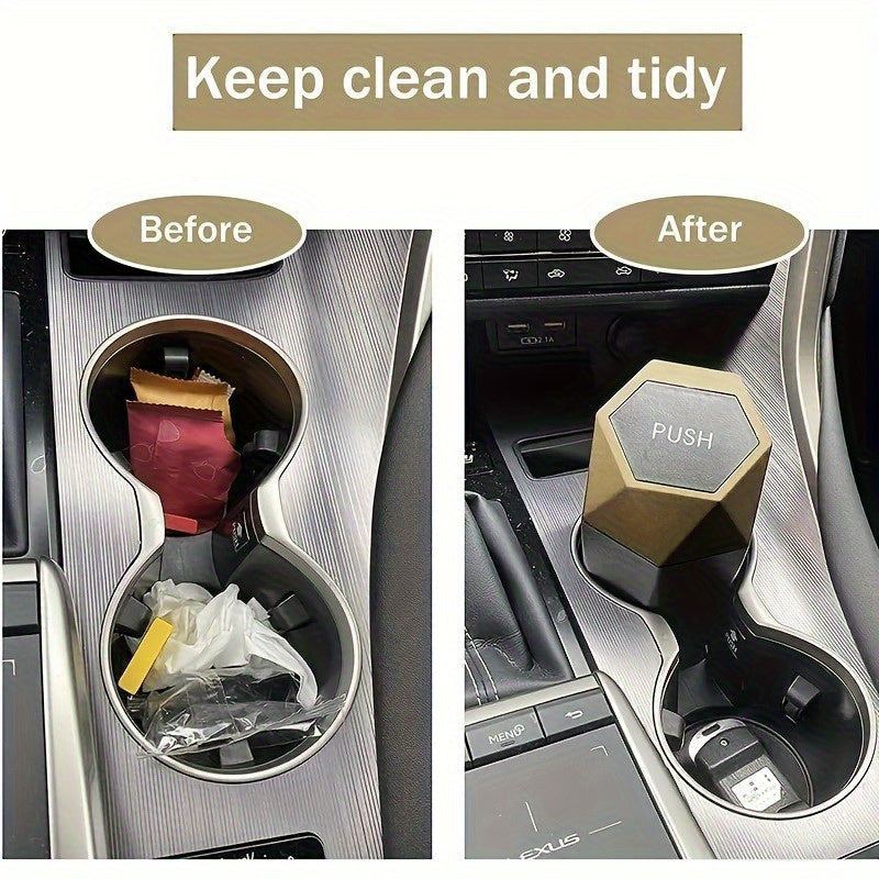 6pcs Car Storage, Creative Mini Diamond Car Trash Can, 2 Trash Cans, 4 Rolls of Trash Bags (60 Trash Bags), Stylish, Easy to Operate, One-Button Operation, Make Your Car Cleaner And Tidier, Suitable for Most Cars, Trucks And Suvs
