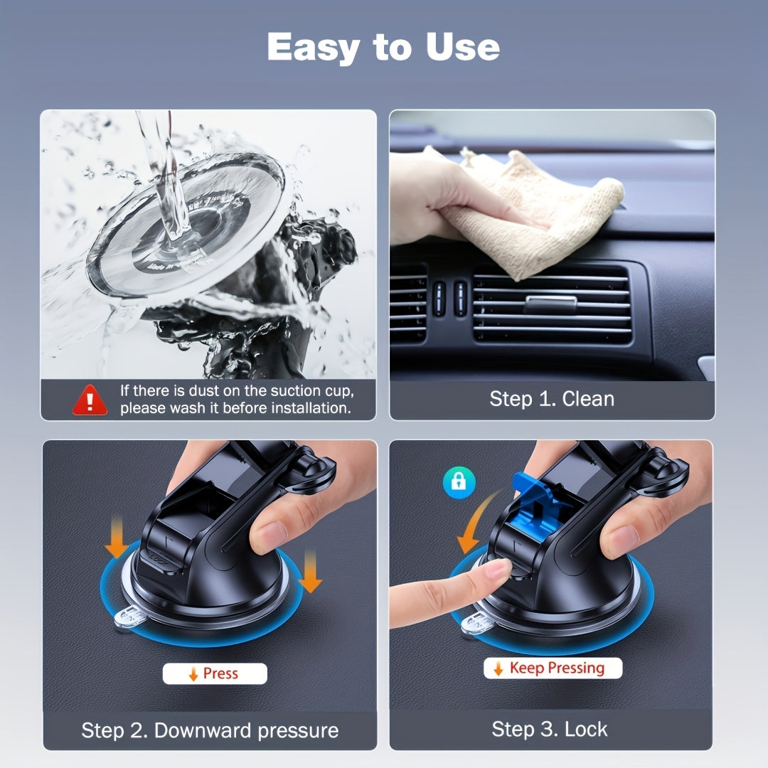 Universal Car Dashboard Phone Holder | Adjustable, Compatible with All Mobile Phones, ABS Material, For Safe Navigation and Hands-free Calling - A Gift for Yourself