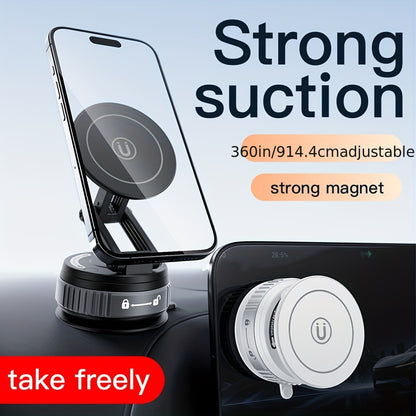 360-Degree Rotatable Magnetic Phone Holder - Compatible with for All Smartphones And Vehicles, Works with Iphone 16/15/14/12 - Compact And Foldable Car Mount with Strong Grip - Trendy Car Accessory