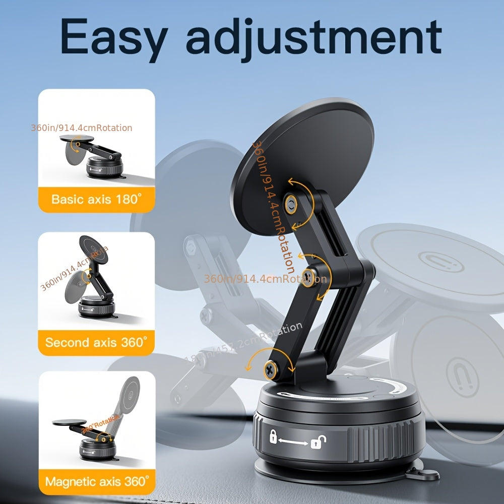 360-Degree Rotatable Magnetic Phone Holder - Compatible with for All Smartphones And Vehicles, Works with Iphone 16/15/14/12 - Compact And Foldable Car Mount with Strong Grip - Trendy Car Accessory