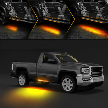 2pcs 71 Inch Pedal Light Strip For Cars, Running Board Light Strip, LED Light Decorative Light Strips, High-brightness Neon Light Parts For Off-road Trucks, SUV ( Yellow & White), Without Battery