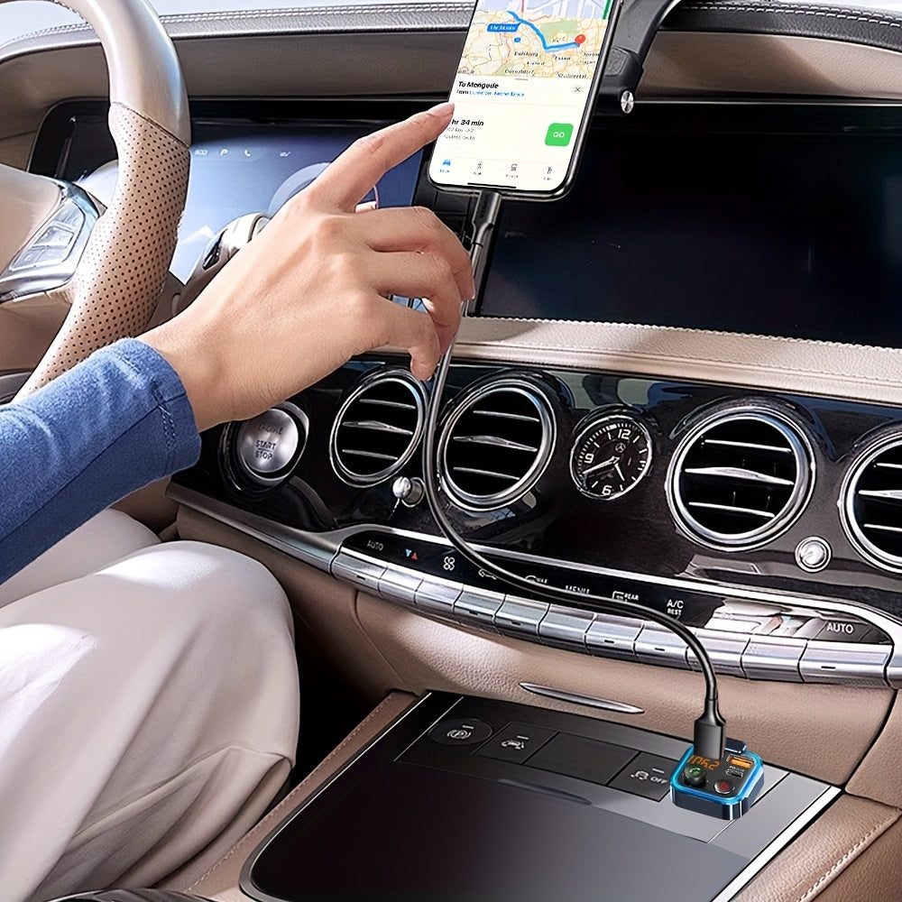 Gm V5.0FM Transmitter Car Adapter Kit - Clear Hands-free Calling, USB PD 20W Fast Charger, MP3 Player Receiver, Support for Hi-fi Bass Crystal Clear Sound