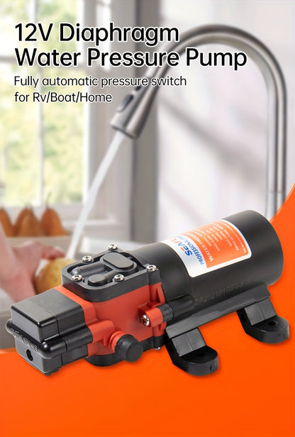 Marine Water Pump with Auto Priming Feature, Diaphragm Type, Suitable for Boats, Showers, And Bathrooms, Designed for RV Caravans, Operates at 35PSI And 12V, Without Battery