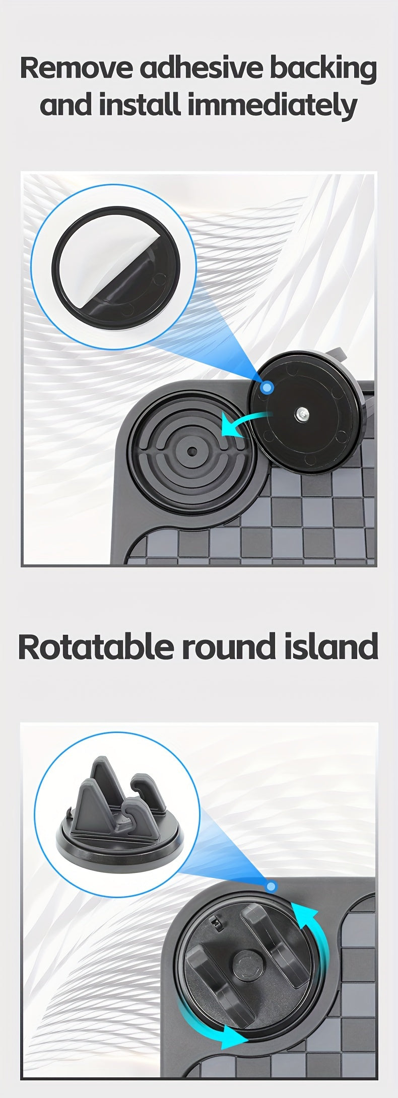 [Car Anti-Slip Mat] Car Anti-Slip Mat Dashboard Ornament Mat Mobile Phone Rotating Holder Dashboard Storage Mat High Temperature Resistant High-End Square Grid Mat Creative Ornament Pad Car Interior Accessories