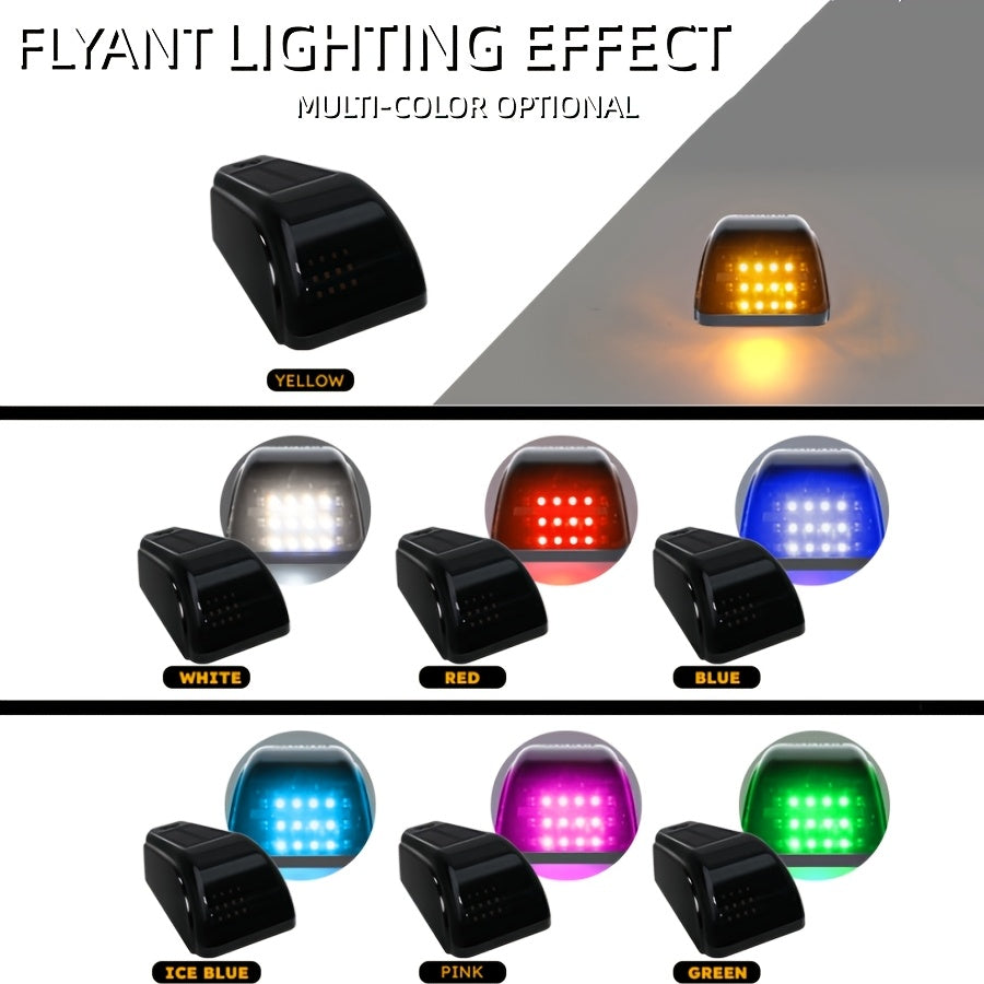 Solar Powered Cab Roof Lights 5-Pack Wireless 16 LED Amber Truck Marker Lights Motion Vibration Sensor No-Drill No-Wire Universal Fit