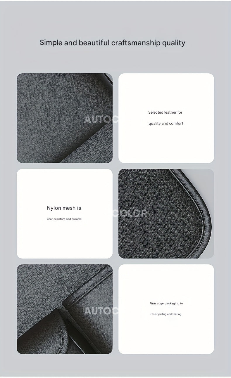 QIANKUNBAG PU Leather Car Backseat Organizer with Foldable Table Tray, Black Grey Green Car Storage Organizer with Tablet Holder, Car Seat Back Protectors Kick Mats Travel Accessories