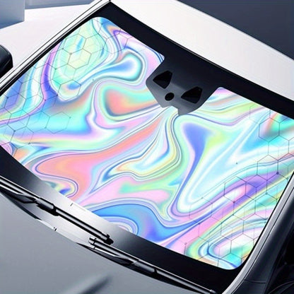 Upgraded Laser Insulation Car Sunshade Thickened 5-Layer Front Windshield Heat Blocker with Diamond Pattern, Fits All Vehicles, Golden/Black Design for Stylish Sun Protection, Vehicle Heat Shield | Stylish Car Accessory | Premium Quality Material