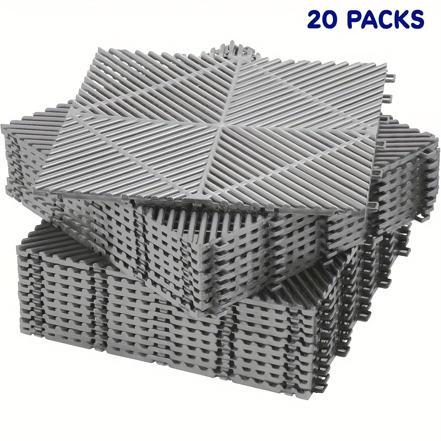 20 Pack 16"x 16"x 0.75"(Thickness)Interlocking Garage Floor Tiles, Modular Drainage Floor Mat, Non-Slip Splicing Interlocking Drainage Mats Floor Tile for Garage  Wash Basement, Etc.