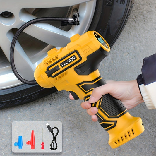 Tire Inflator Portable Air Compressor With Auto-Shutoff, Handheld Air Pump, 150 PSI Cordless Car Tires Pump With Digital Pressure Gauge/LED Light For Cars, Motorcycles, Bikes, Ball - Compact, Rechargeable, And Easy-to-Use Design, Car Accessories