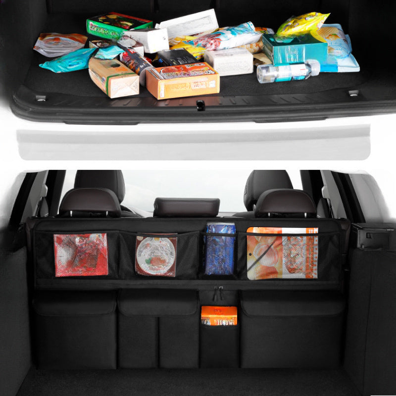 1 One Oxford Cloth Car Trunk Organizing Folders, High Capacity Adjustable Rear Seat Storage Bag, Car Trunk Storage, with Storage Pocket, Universal Fit Vehicle Interior Accessories