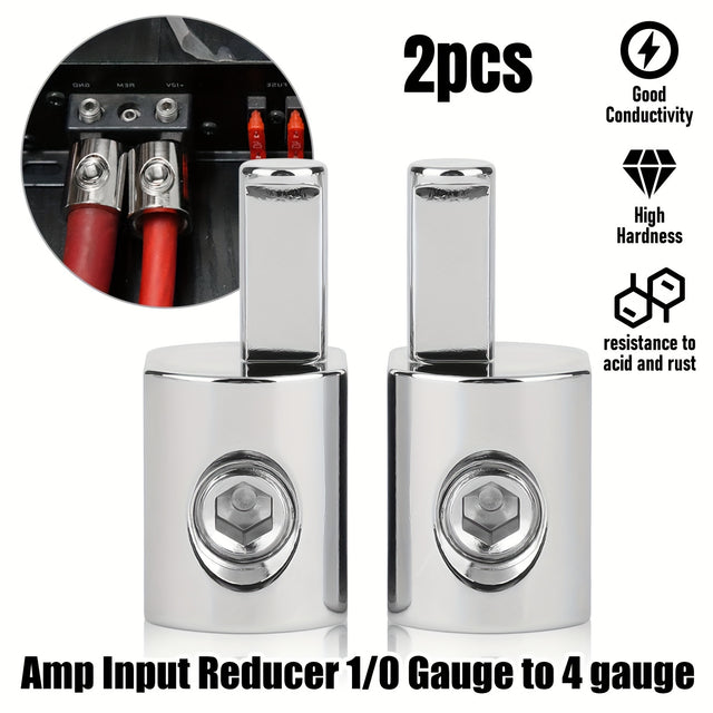 1/0 to 4 Gauge Amp Input Reducer – Car Audio Amplifier Wiring Adapter | Aluminum Power Terminal 4-Pack