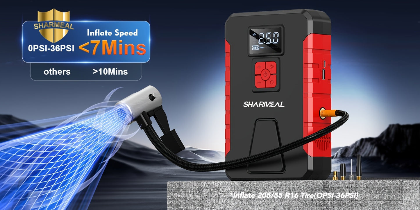 15000A-21000A Peak 350PSI 12V 17-in-1 Portable Jump Starter with Air Compressor Jump Starter, Car Battery Charger, Car Jump Starter with Air Compressor, Jump Starter Para, Car Accessories Tools, LED Light, Battery Charger, Cart Battery Charger