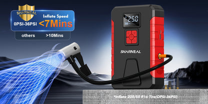 15000A-21000A Peak 350PSI 12V 17-in-1 Portable Jump Starter with Air Compressor Jump Starter, Car Battery Charger, Car Jump Starter with Air Compressor, Jump Starter Para, Car Accessories Tools, LED Light, Battery Charger, Cart Battery Charger