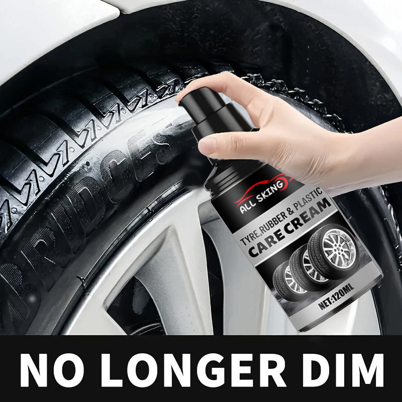 ALL-SEASON TIRE CARE CREAM - Quick-Shine Formula for Rubber & Plastic, Long-Lasting Gloss & Protection, No More Dull - Car Interior Maintenance Solution, Tire Protection, Tire Care, Vehicle Interior Enhancement, Sleek Bottle Design, Durable Application