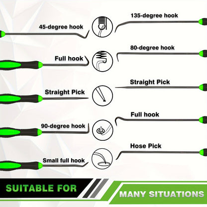 [Nice Gifts] 10pcs/6pcs Ultra Long Precision Hooks And Picks, Made Of High-Quality Steel, With Slip Handles And Non Electric Metal Hand Tools, Used For Maintenance Of Automotive Machinery And Electronic Products. Nice Gifts, Without Battery