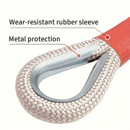 1 Heavy-duty Tow Hook And Tow Rope Set, 196.85inch Tow Hook And Tow Rope Set, Suitable for Off-road Rescue Of SUVs And Vehicles, Equipped with 2 Steel U-shaped Hooks, for Front Use, Suitable for Vehicles Weighing 135 Pounds Or Less