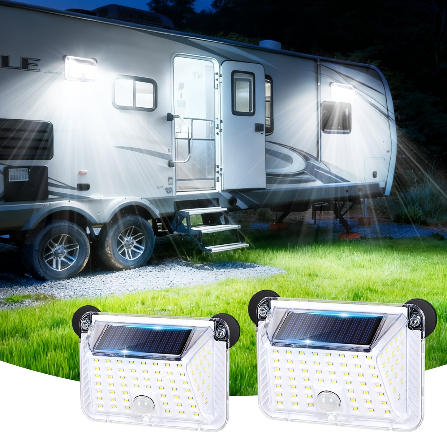 2/1pc, Magnetic RV Solar Light, with Super Strong Magnet Motion Sensor Lights, Solar Outdoor Lights Waterproof, for Trailers, Campers | Outdoor Exterior Lighting Rv Additions, RV Porch Awning Lights, Easy Installation