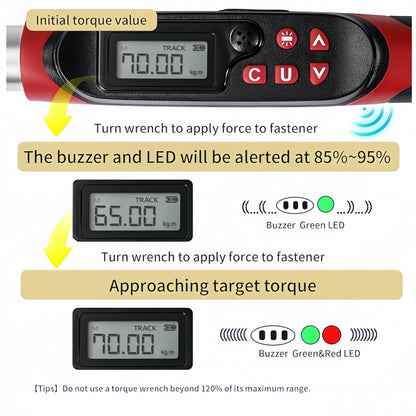 [Digital Torque Wrench] 1/2, 3/8 Inch Drive Digital Torque Wrench, 17-340 Nm (12.5-250.8 Ft-Lb), 6.8-135 Nm (5.02-99.57 Ft-Lb), Electric Torque Wrench With Buzzer And LED, Preset Values And Data Storage, For Bike/Motorcycle/Auto Repairs, Plus And Minus 2%