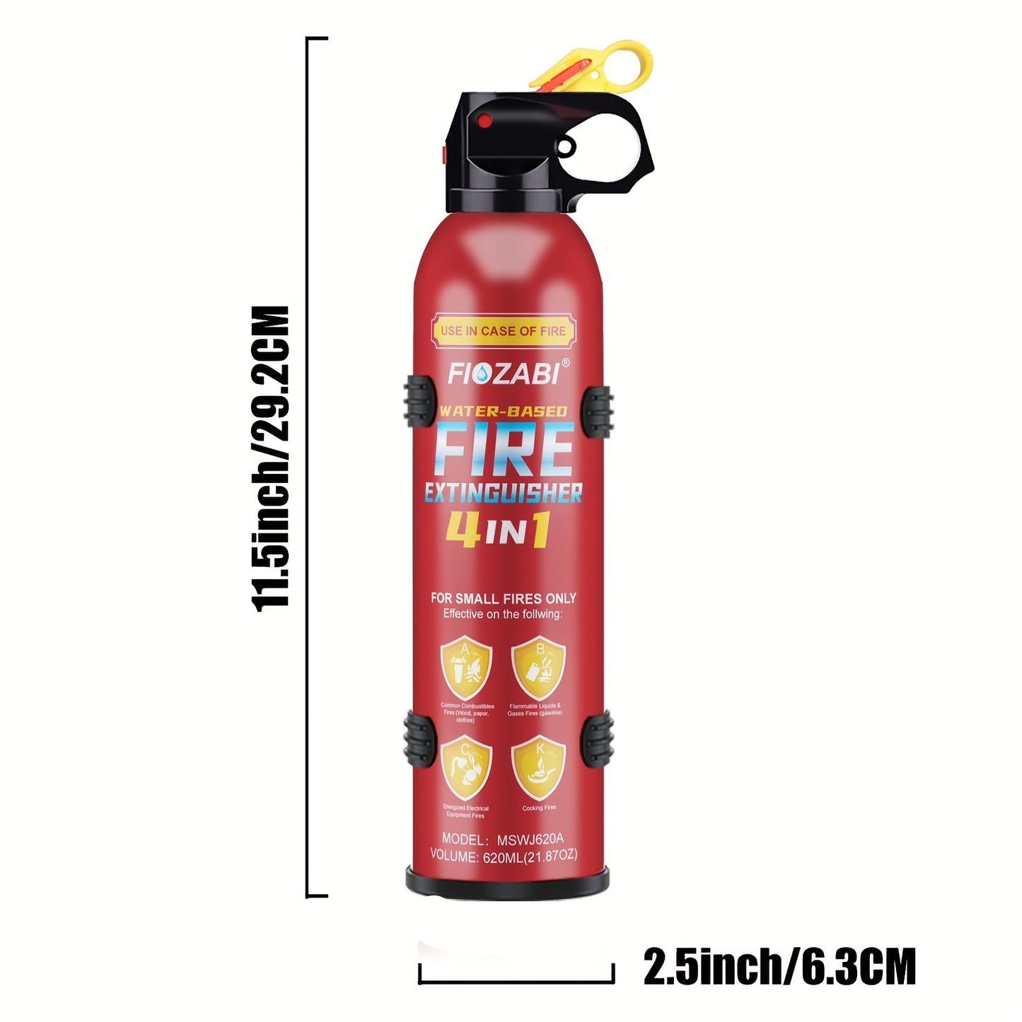 FIOZABI Portable Fire Extinguisher Spray 4 In-1 with Bracket for The House/Car/Kitchen/Garage/Home, 0.5-A:21-B:C:5K Water-Based Fire Extinguishers