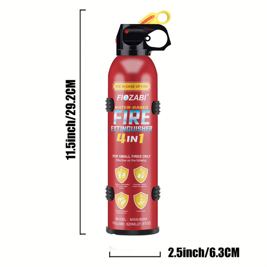 FIOZABI Portable Fire Extinguisher Spray 4 In-1 with Bracket for The House/Car/Kitchen/Garage/Home, 0.5-A:21-B:C:5K Water-Based Fire Extinguishers