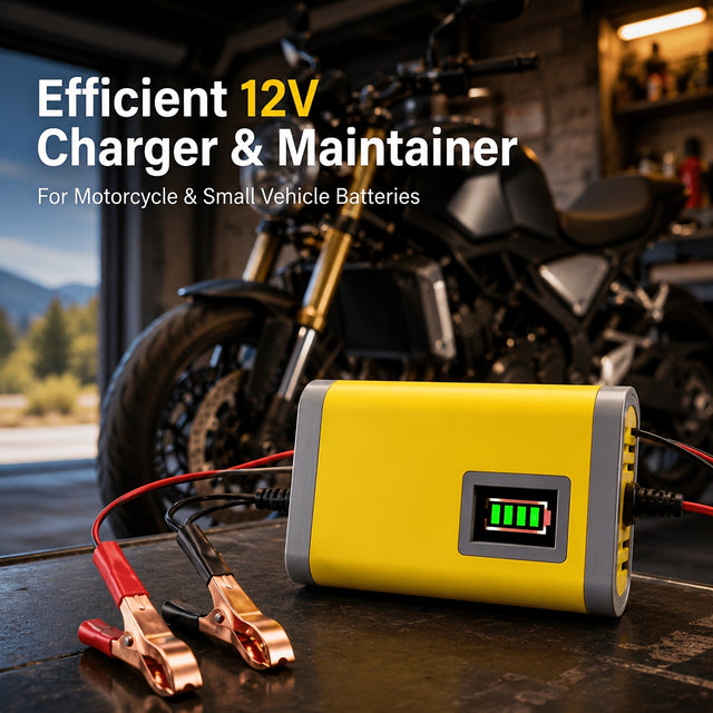 12V Intelligent Car Battery Charger & Trickle Maintainer – Desulfurizer, Temperature Compensation, 2Ah-100Ah, for Car, Truck, Motorcycle & Lawn Mower