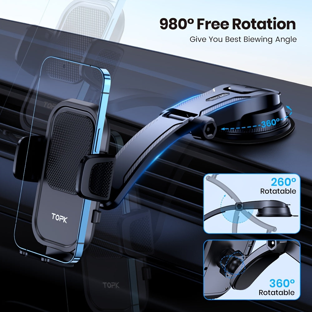 TOPK D40C Car Dashboard Phone Holder, Adjustable In Both Vertical And Horizontal Directions, with High Stability And Strong Adhesion, Suitable for All Types Of Phones.