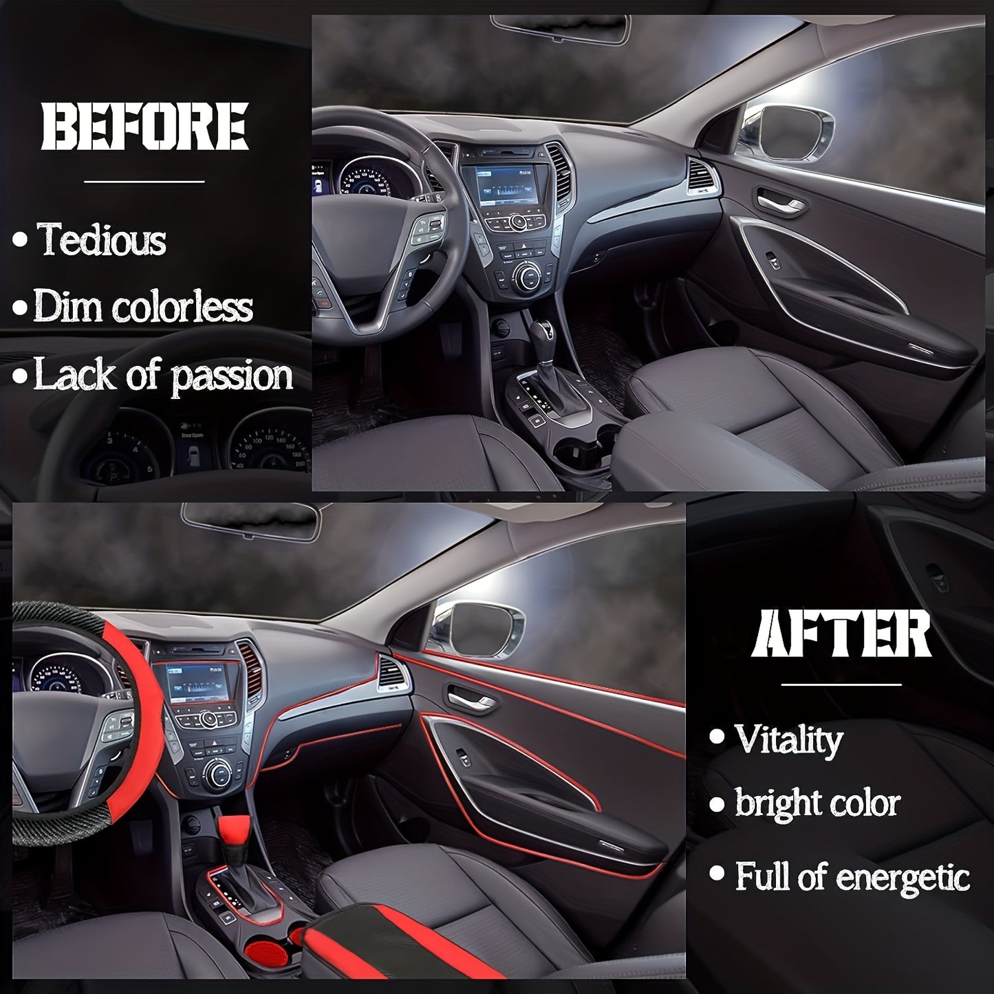30pcs PU, Carbon Fiber Car Steering Wheel Cover, Car Air Outlet Decorative Strip Simple and Easy to Install, Universal Model