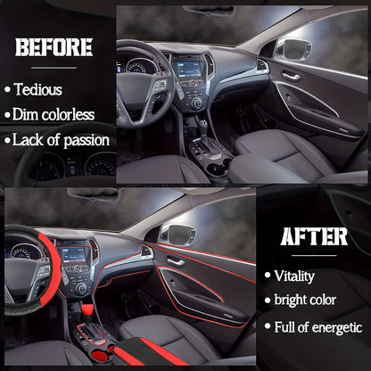 30pcs PU, Carbon Fiber Car Steering Wheel Cover, Car Air Outlet Decorative Strip Simple and Easy to Install, Universal Model