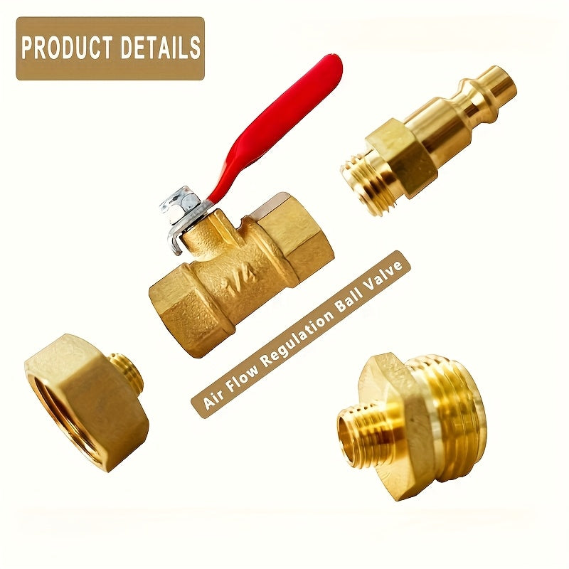 RV Winterize Blowout Adapter with 1/4" Quick Connect Plug And 3/4" Garden Water Hose Threading, Winterize Quick Adapter with Ball Valve RV Water Hoses And Parts, Without Battery