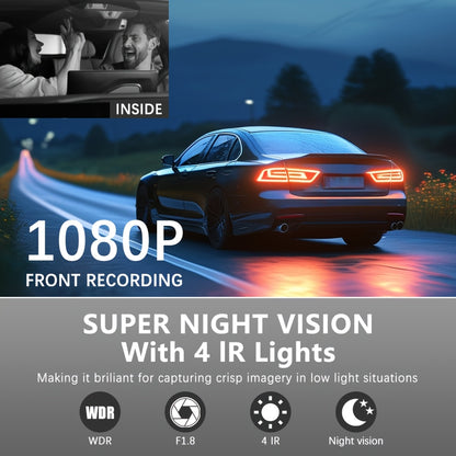 1080P HD Front And Rear Dual-Camera Dash Cam, Equipped with a 2-Inch IPS Screen, 170° Front Wide Angle And 140° Rear Wide Angle, ADAS Driving Assistance, G-Sensor, Loop Recording, Night Vision, 24-Hour Parking Mode - SD Card Not Included