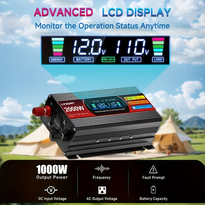 [Car Power Inverter] LVYUAN 200W/1000W/3000W Car Power Inverter DC 12V to 110V AC Converter with LCD Display Dual AC Outlets And Dual USB Car Charger for Car Home Laptop Truck Boat Red
