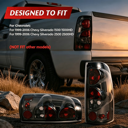 Taillights Truck Accessories A Pair Truck Accessories for Chevrolet for Chevy for Silverado 1500 1500HD 2500 2500HD 1999-2006, Tail Lights for Trucks Plastic Housing + Lens (No Bulbs)