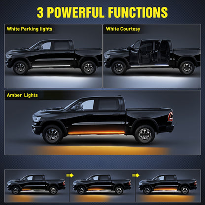 2pcs 71 Inch Pedal Light Strip For Cars, Running Board Light Strip, LED Light Decorative Light Strips, High-brightness Neon Light Parts For Off-road Trucks, SUV ( Yellow & White), Without Battery