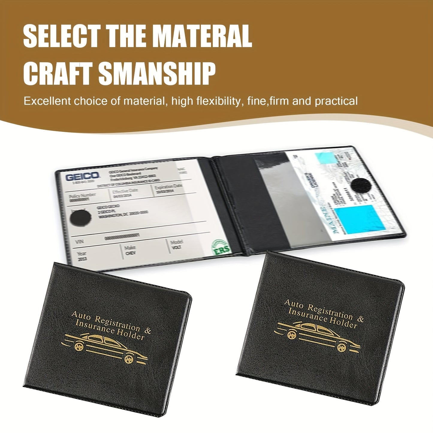 Car Insurance Registration & Driver License Holder – Multi-Slot Vehicle Document Organizer for Car Truck Motorcycle Trailer, Black, 1pc & 2-Pack