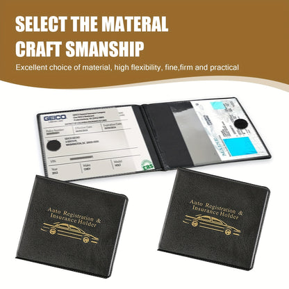 Car Insurance Registration & Driver License Holder – Multi-Slot Vehicle Document Organizer for Car Truck Motorcycle Trailer, Black, 1pc & 2-Pack
