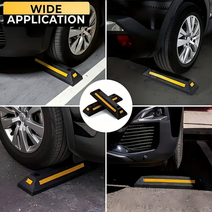 Car Wheel Stops for Garage -Heavy Duty Rubber Parking Guide 12/8/4/2/1pc Premium Quality Durable Car for Garage Wheel Stopper Professional Grade Park with Reflective Yellow Tape Curb, Adjustable for Safe Parking of Vehicles, for Garage Parking Stops